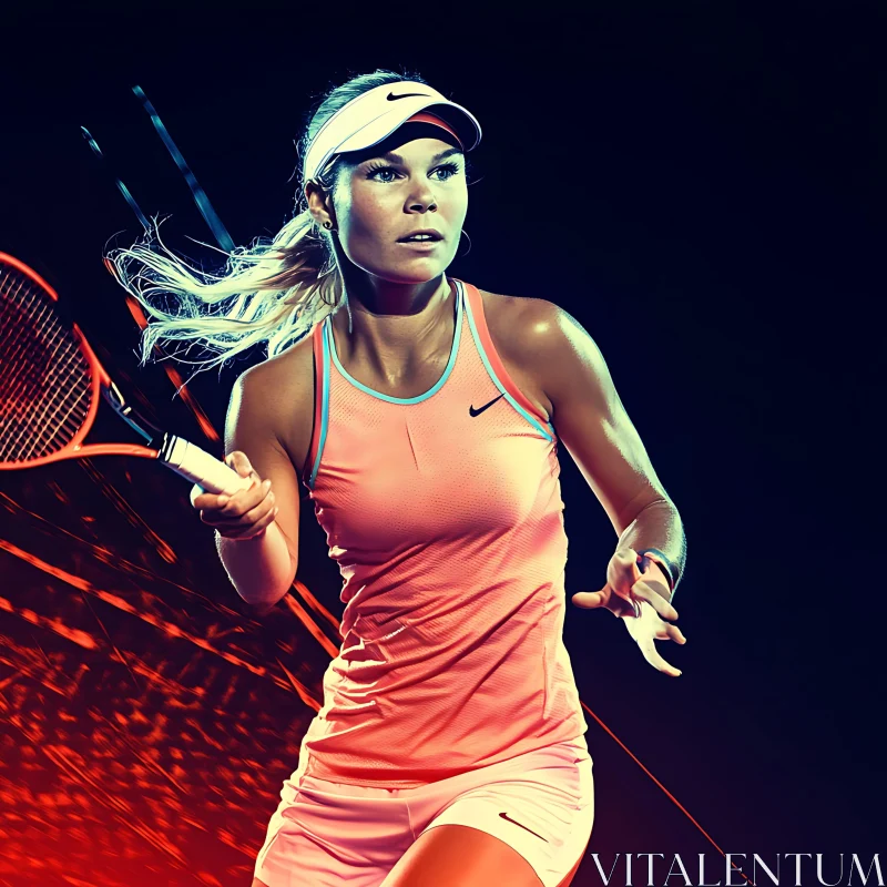AI ART Female Athlete Ready to Serve
