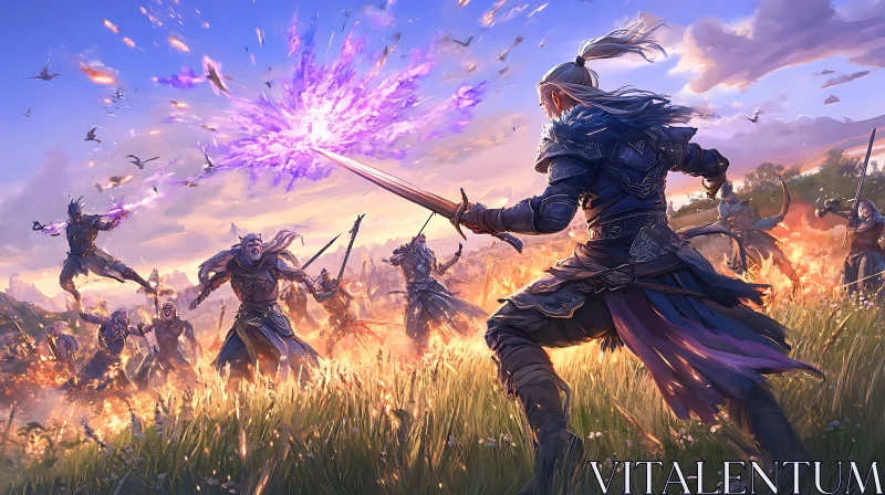 Field of Warriors with Sword Magic AI Image