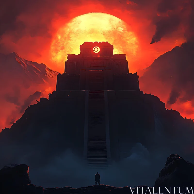 Ancient Temple Silhouette AI Image