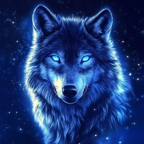 Blue Wolf Staring Eyes Digital Art