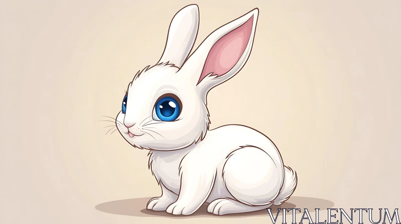 Cartoon Rabbit with Blue Eyes AI Image