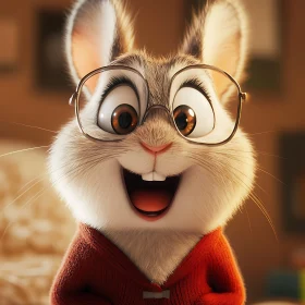 Smiling Bunny with Glasses