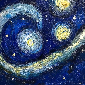 Nocturnal Impasto: A Swirling Sky Art Piece