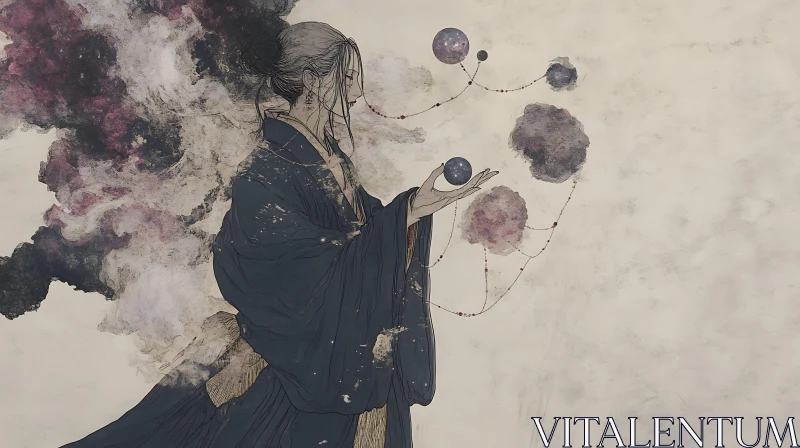 Surreal Woman and Spheres Artwork