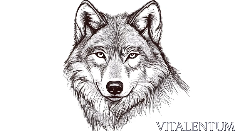 Monochrome Wolf Portrait