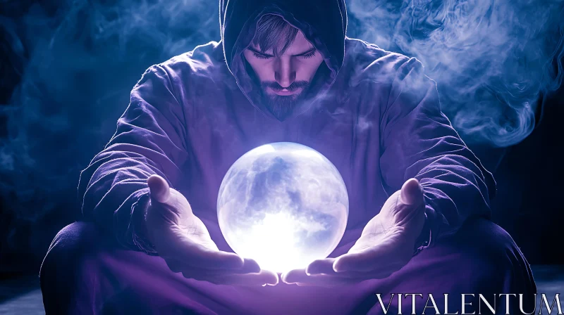 Mystical Seer Gazing into a Glowing Orb
