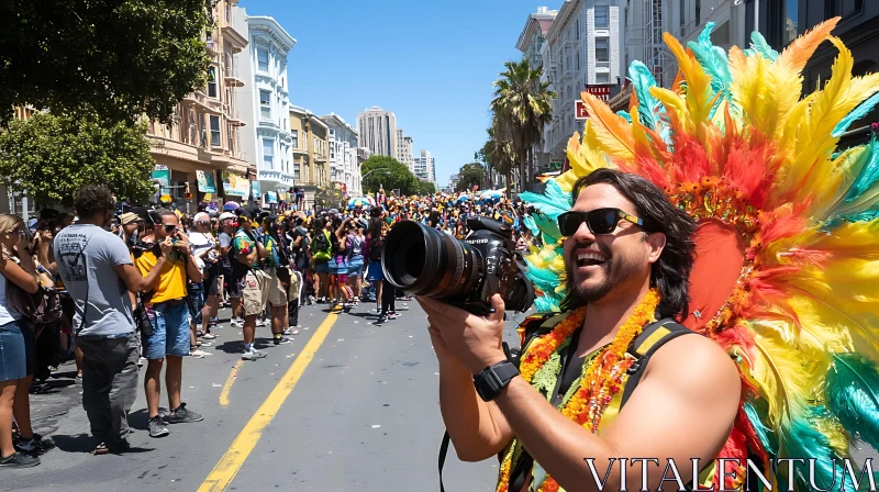 Man with Camera at City Parade