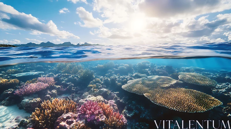 Underwater Coral Garden with Sunlight
