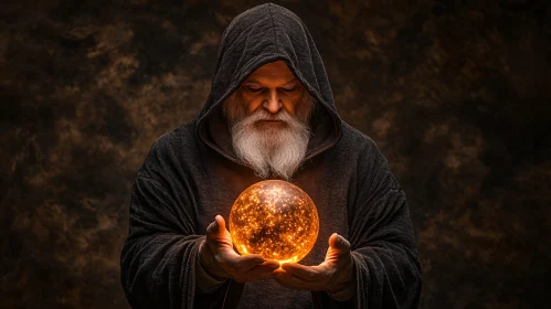 Enchanting Wizard with Magical Sphere