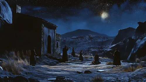 Figures Under a Starry Night