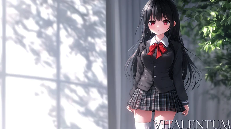 Anime Schoolgirl in Scenic Light