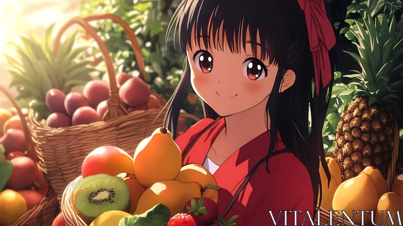 Anime Girl at Fruit Market