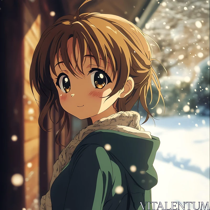 Anime Girl in Winter Wonderland