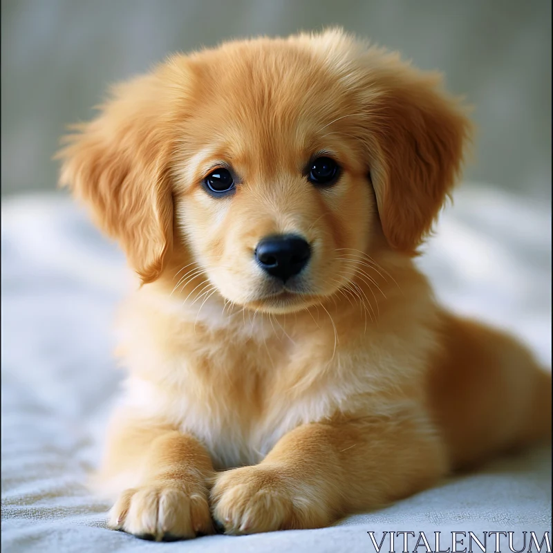 Cute Golden Puppy Lying Down