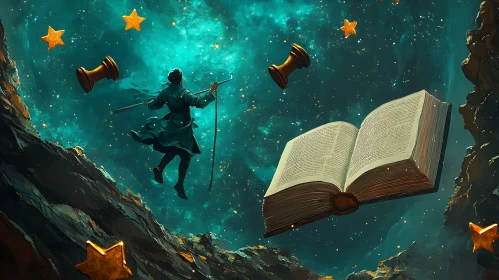 Magical Floating Book Scene