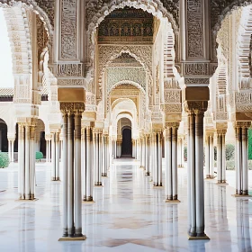 Intricate Columned Hallway in Iconic Palace
