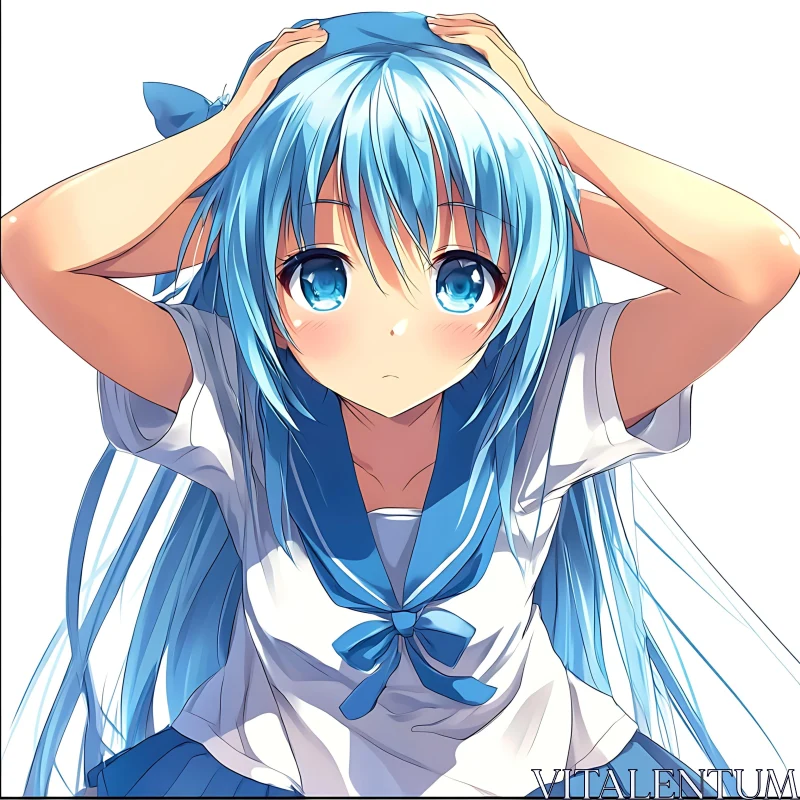 AI ART Cute Anime Girl in Japanese School Uniform