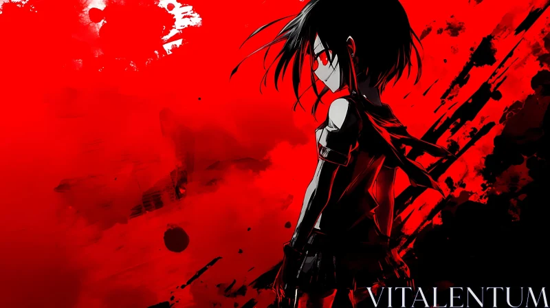 Anime Silhouette Against Red