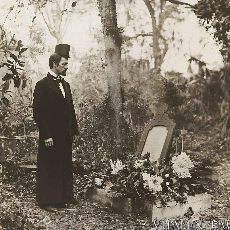 Man in Mourning at Grave