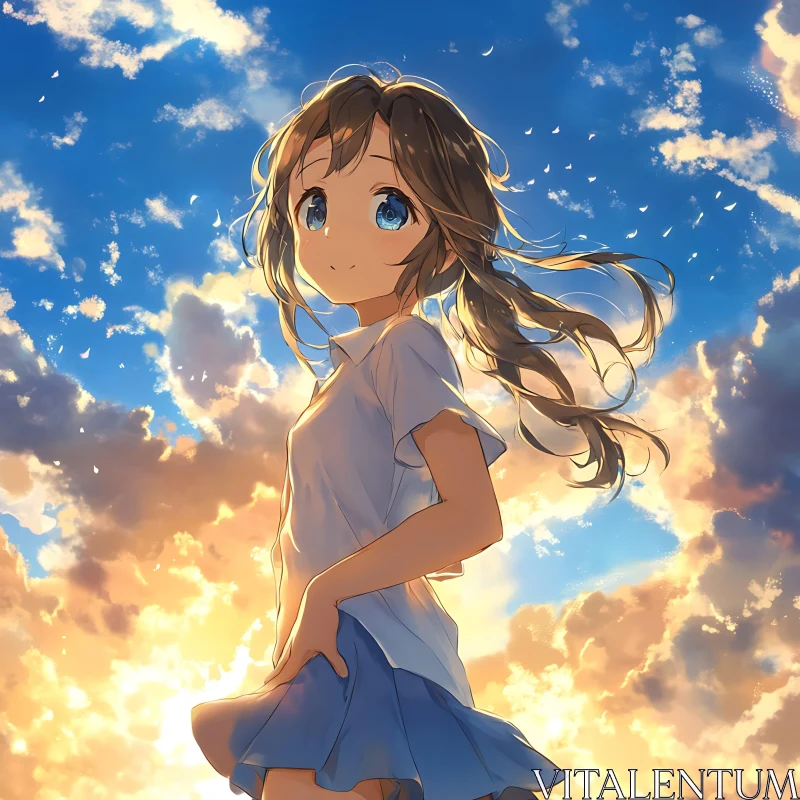 AI ART Scenic Anime Girl at Sunset