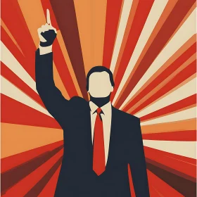 Stylized Man in Suit with Radiating Background