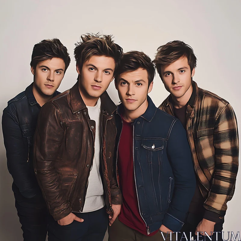 Stylish Men in Denim and Leather Jackets