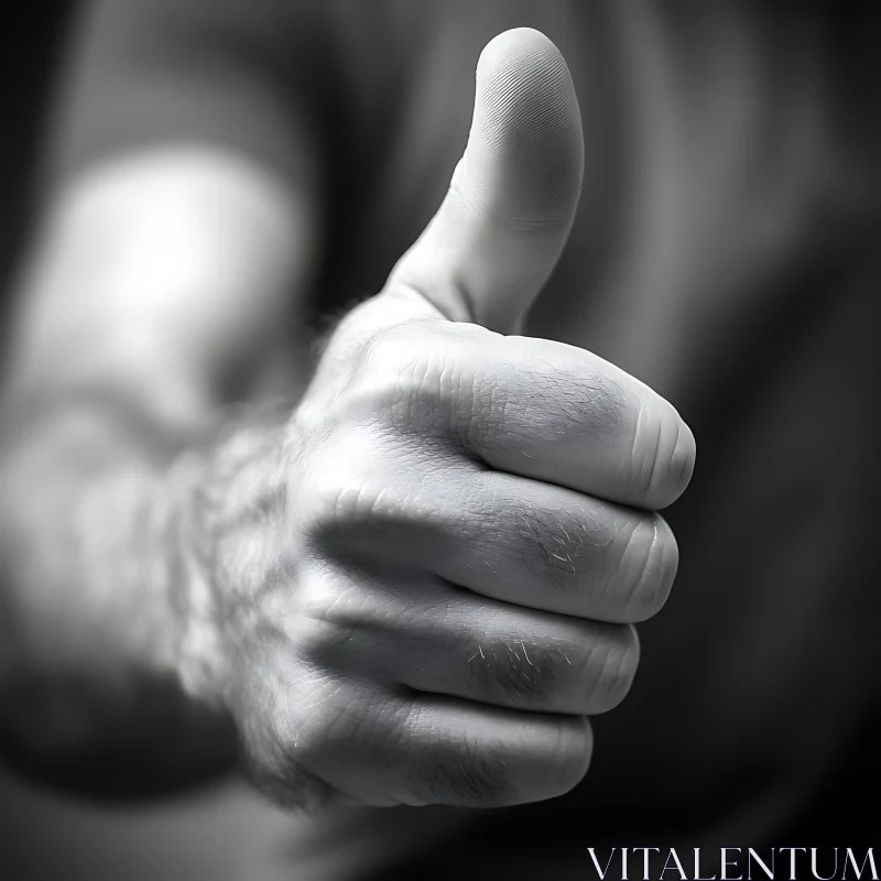 Hand Giving Thumbs Up in Monochrome