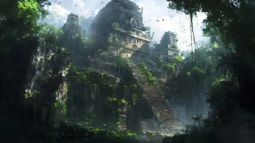 Ancient Jungle Temple Art