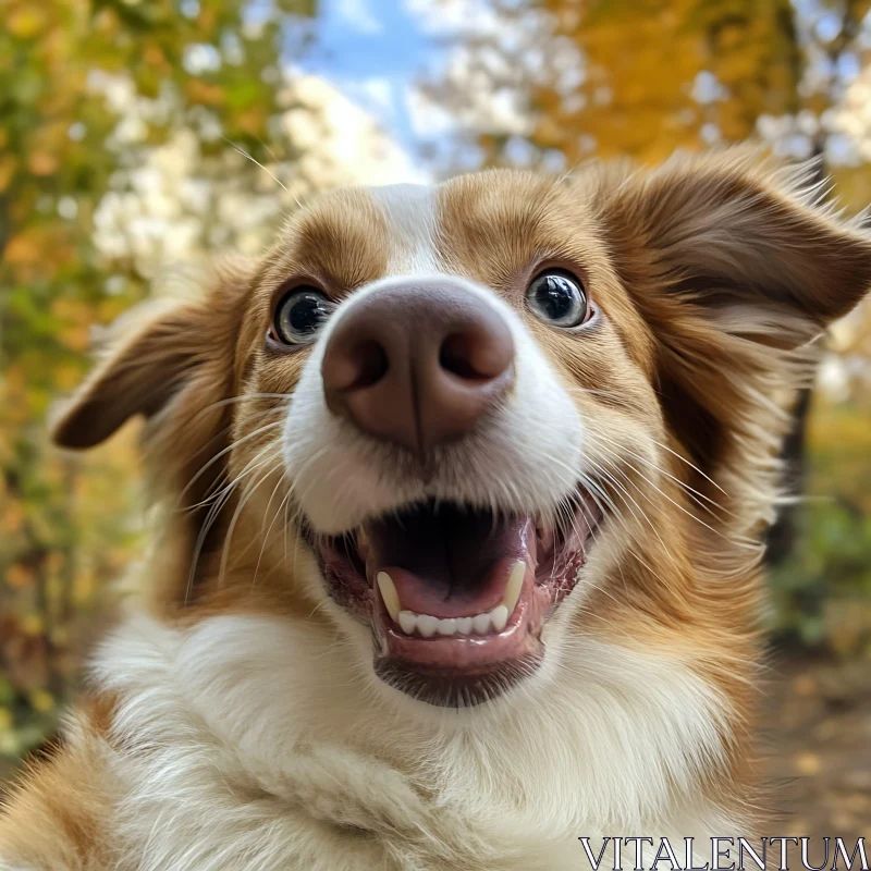 Happy Dog's Close-Up in Fall