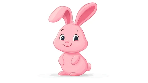 Adorable Pink Rabbit Character Design