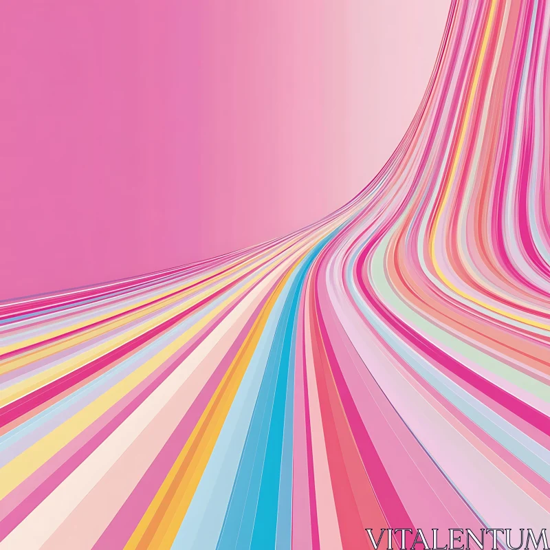 Curving Pastel Lines on Pink Background