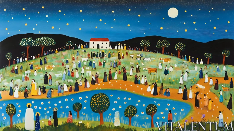 Starry Night Folk Art Scene