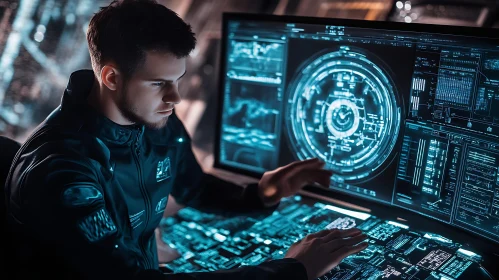 Man Analyzing Data on Multiple Screens