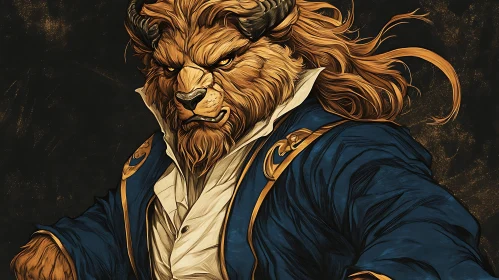 Fierce Man-Beast in Royal Blue Coat