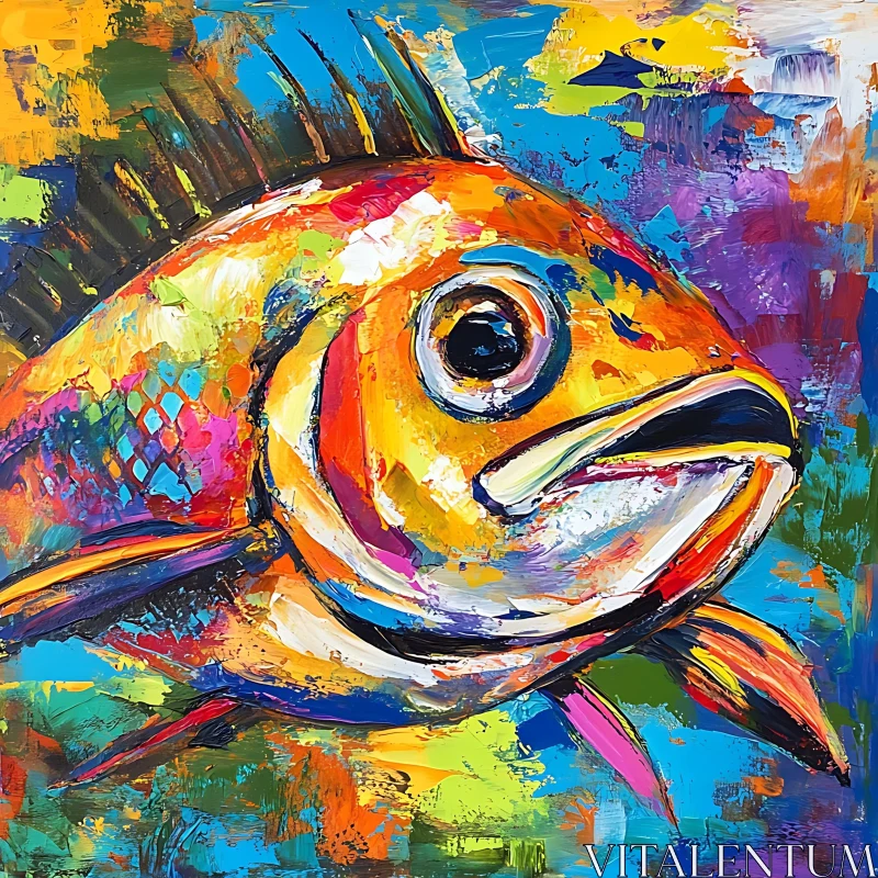 Abstract Fish Painting with Bright Colors