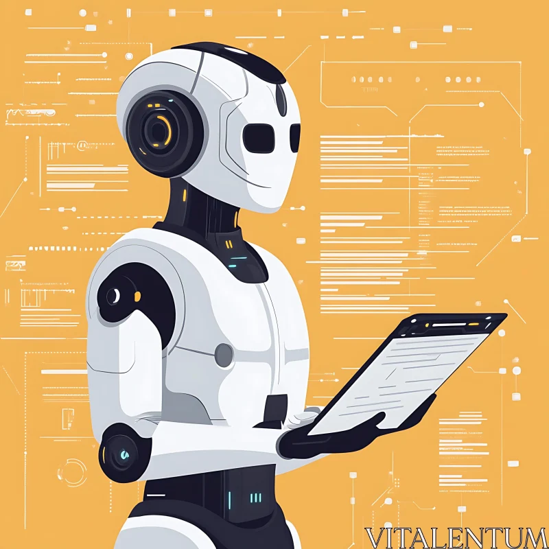 Futuristic Robot Using Tablet for Data