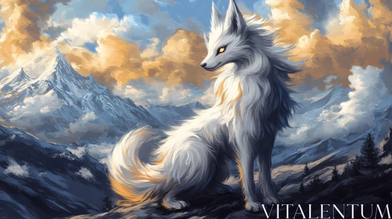 Arctic Wolf in Mountainous Terrain