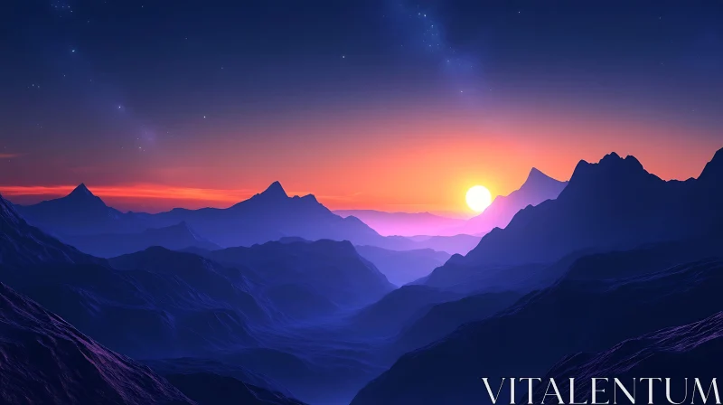 Serene Mountain Range at Dusk