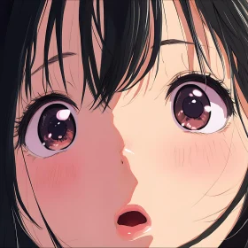 Close-Up Anime Girl Portrait with Expressive Eyes