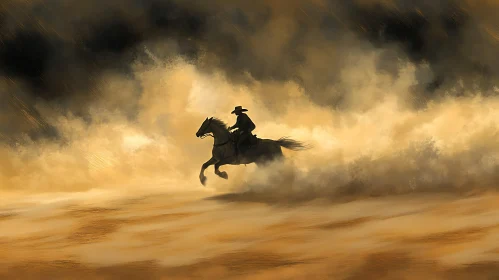 Equestrian Sunset: A Cowboy's Ride
