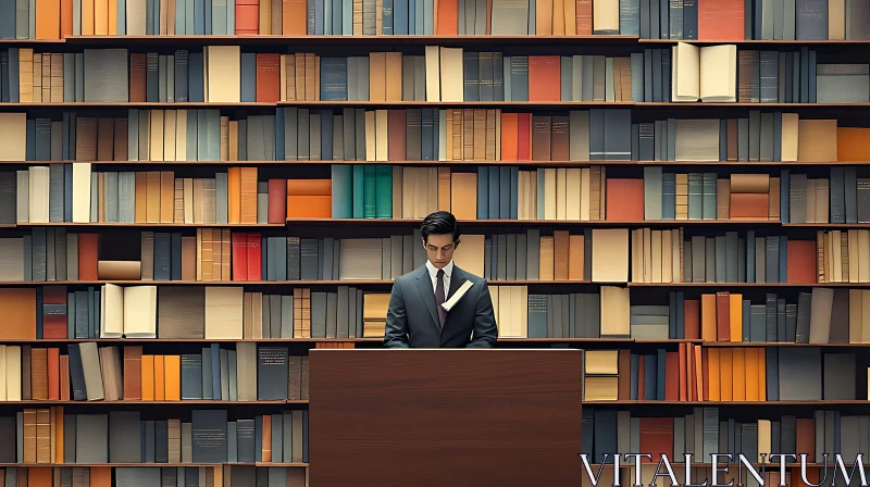 Contemplative Reader Among Books