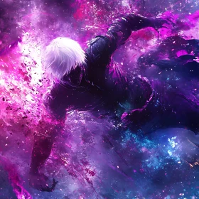 Energetic Anime Scene with Explosive Colors