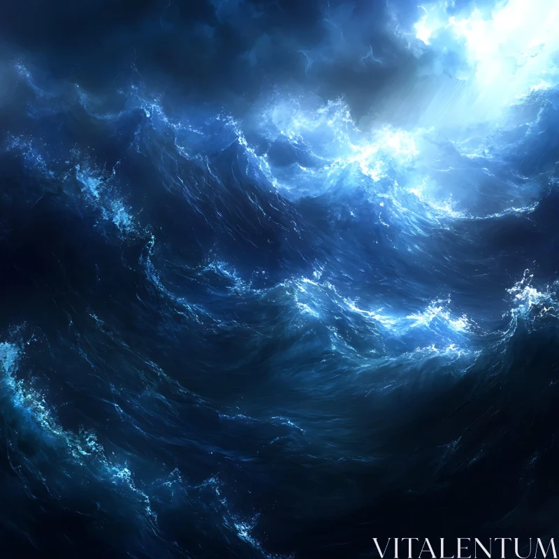 Ocean Waves Under Stormy Skies