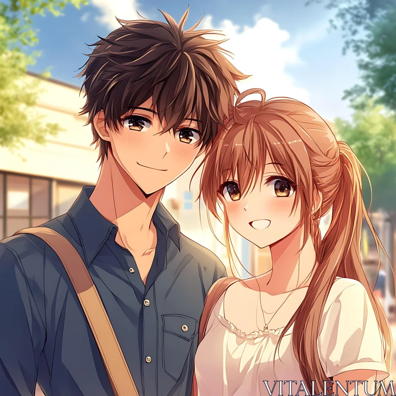 Anime Couple Enjoying a Sunny Day