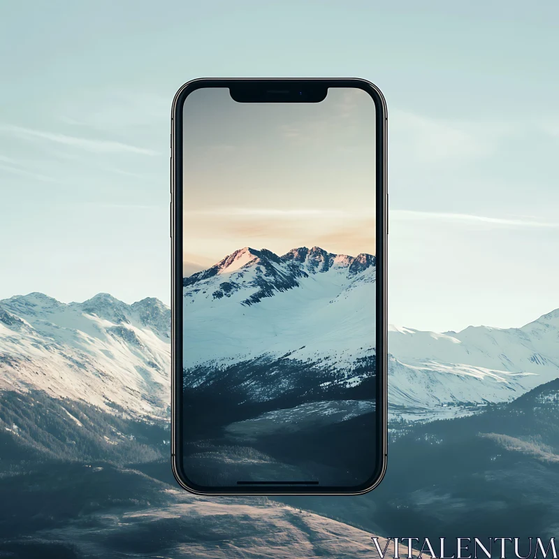 Iphone with Mountain Landscape