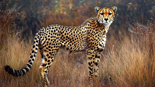 Spotted Predator Amidst Golden Grasses