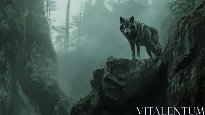 Lone Wolf on Cliff Edge