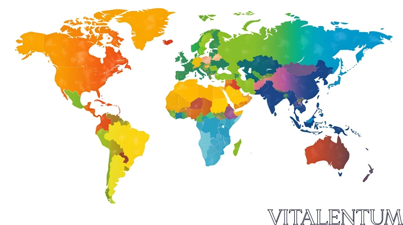 Artistic World Map with Watercolor Effect