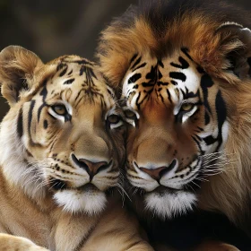 Lion and Tiger: Close Portrait of Two Big Cats