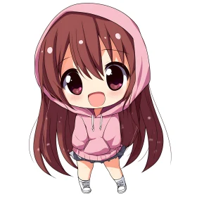 Kawaii Anime Girl with Big Eyes Drawing